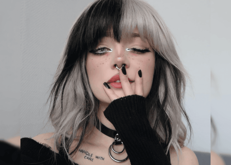 Egirl White, Silver Eyeliner with Low Wings and Smuged Liner - milkgore