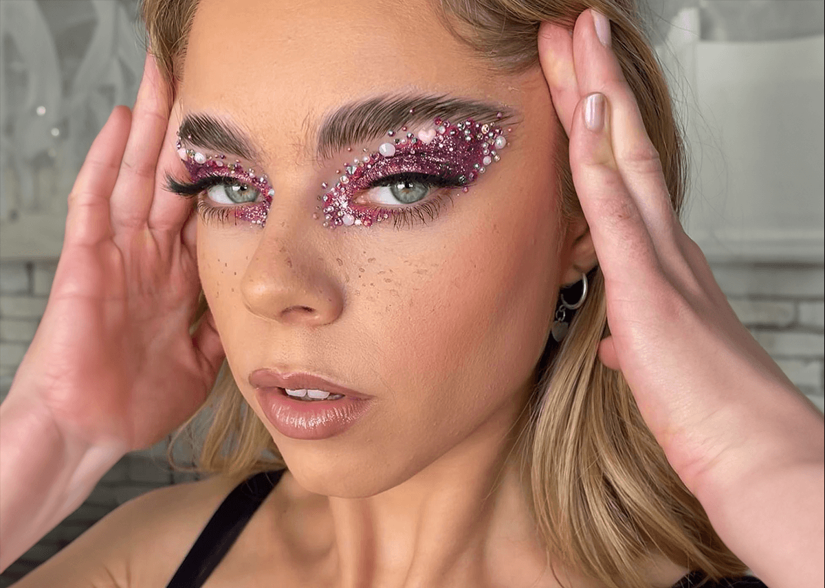 Glitter Eye Makeup with Gems