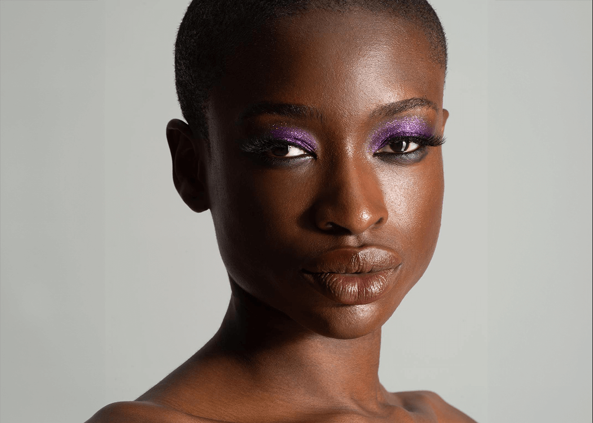 African Lady with Purple Glitter Eyeshadow