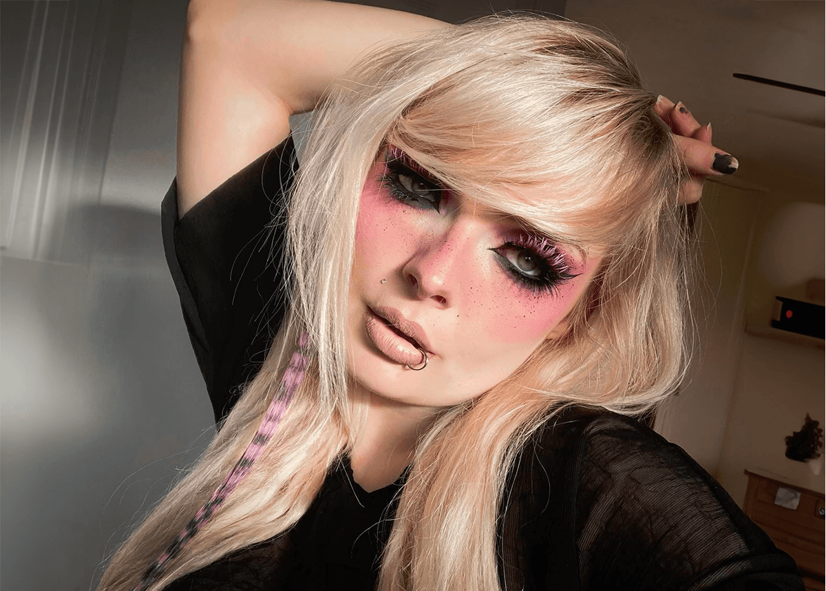 Girl posing with soft pink blush and eyeshadow