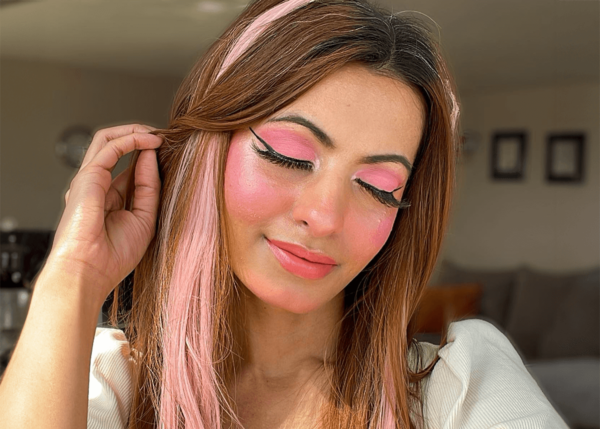 Pink barbie doll makeup with Satin Pink Eyeshadow