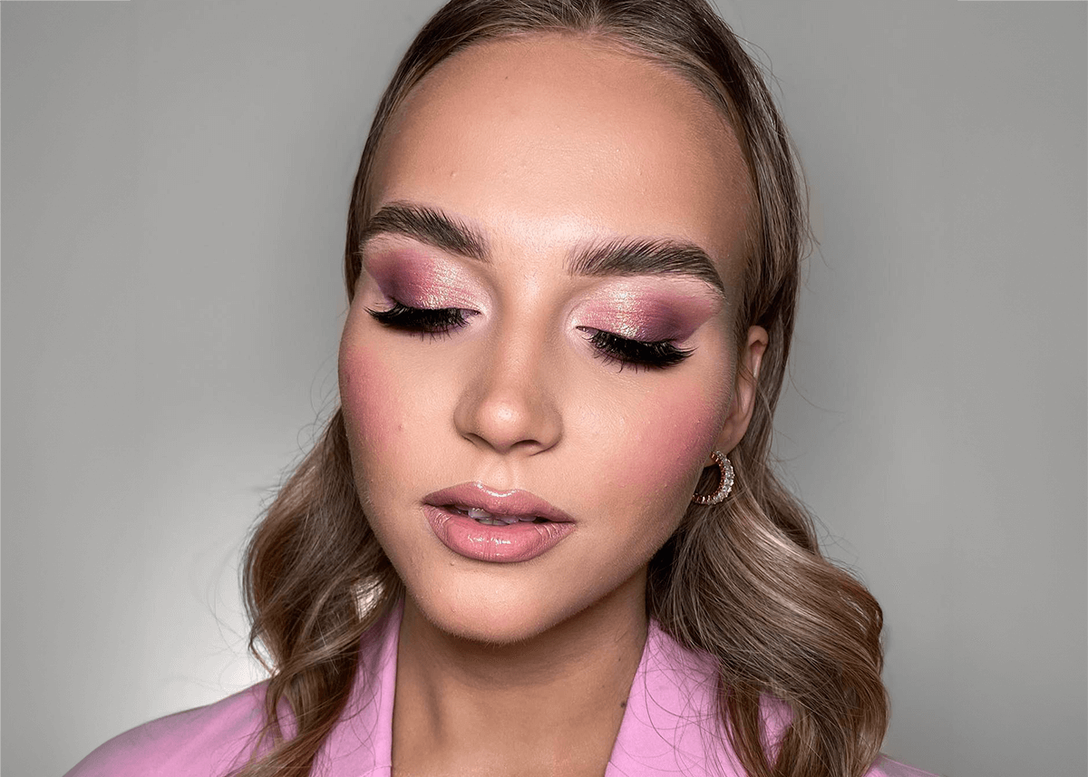 Girl with two colour pink eyeshadow