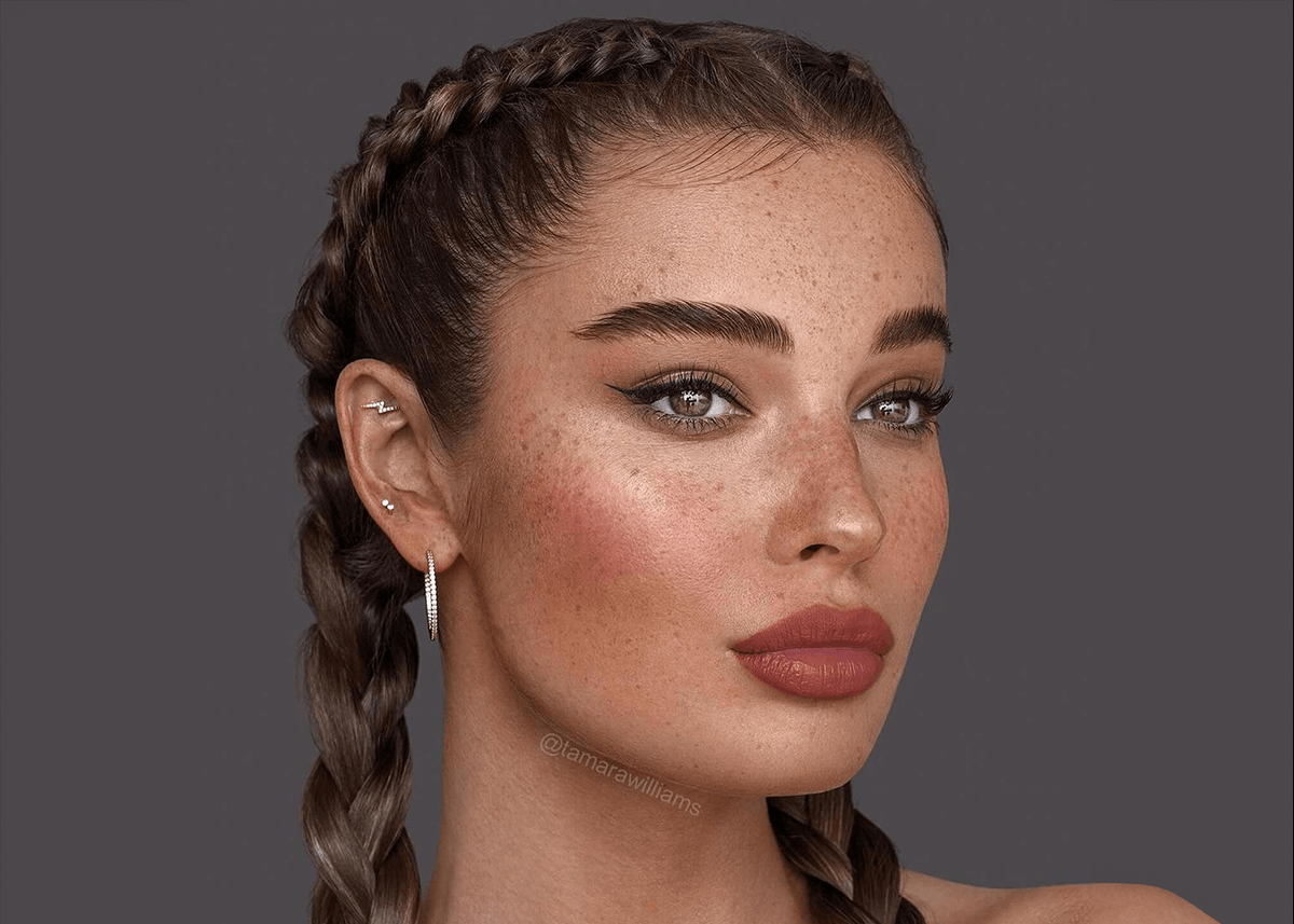Sharomua Winged Eyeliner with Freckles and Braid