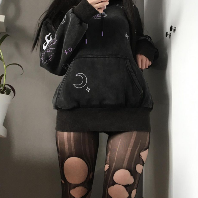 Grunge Emo Egirl Fashion Style with Ripped Tights