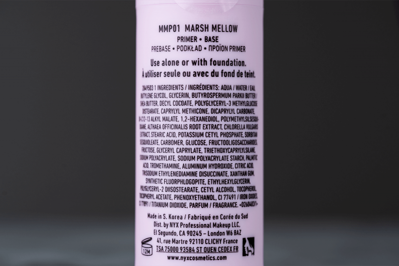 NYX Marshmallow Primer Label / Ingredients